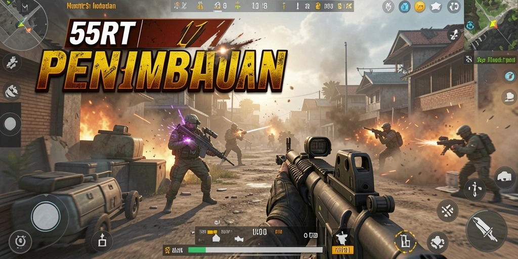 Tampilan gameplay FPS yang intens dan mendebarkan.