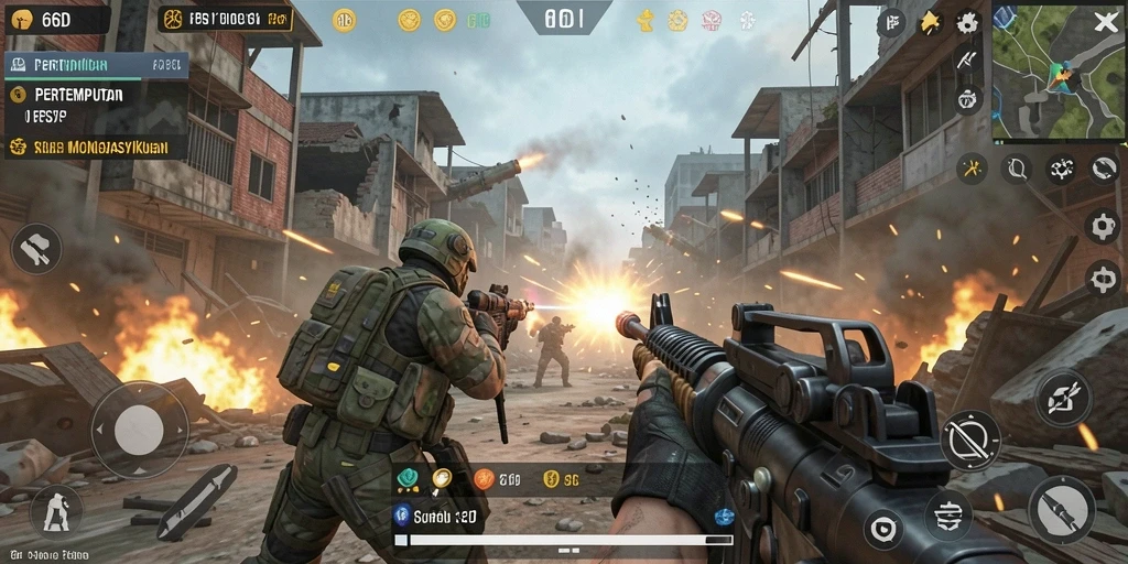 Tangkapan layar gameplay 66D yang menunjukkan aksi pertempuran yang mendebarkan.