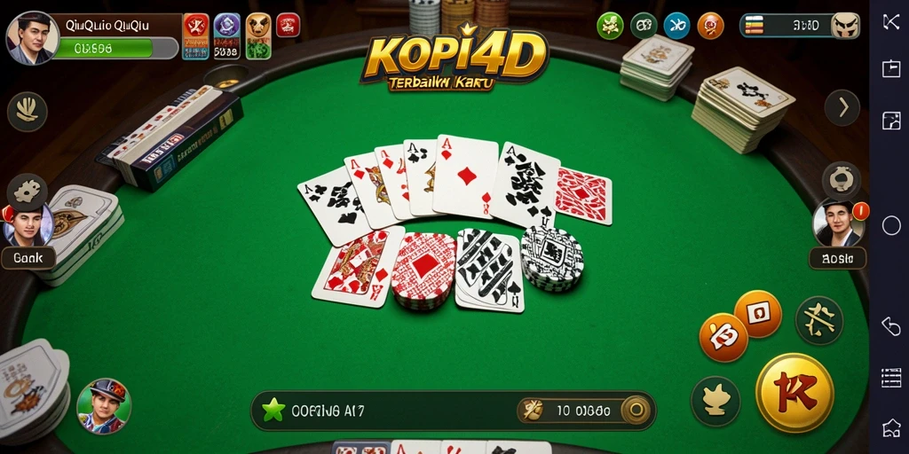 Tampilan gameplay seru di KOPI4D dengan kartu QiuQiu.