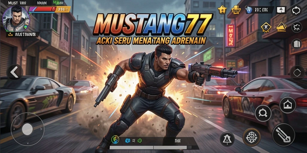 Tampilan gameplay seru dari MUSTANG77 yang menampilkan aksi mendebarkan.