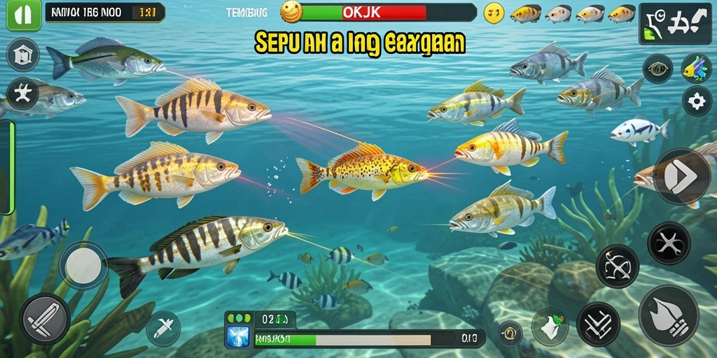 Tampilan gameplay seru Tembak Ikan di OKJK.