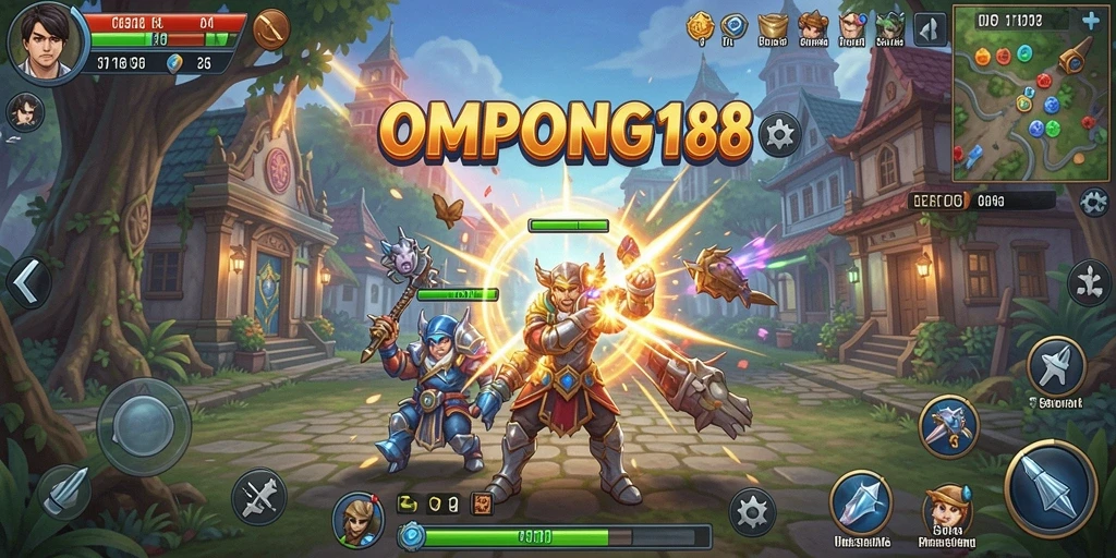 Screenshot gameplay OMPONG188 yang menampilkan pertempuran strategis yang seru.